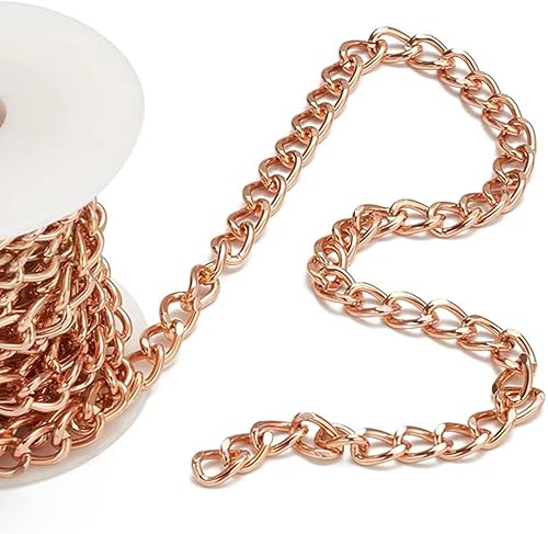 Vista 70 de N/C Cadenas de aluminio de 15 pies de eslabones de perlas de imitación, cadena de eslabones trenzados, cadenas de cable cruzado con colgante de 0