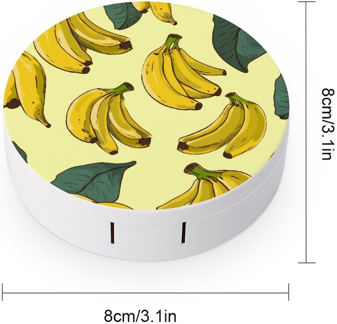 Banana Print Contact Lens Case Kit with Mirror,Tweezer And Contact Lenses Solution Bottle,Portable Soak Storage Kit Leak Proof Contact Lens Box Holder Container for Travel image 2