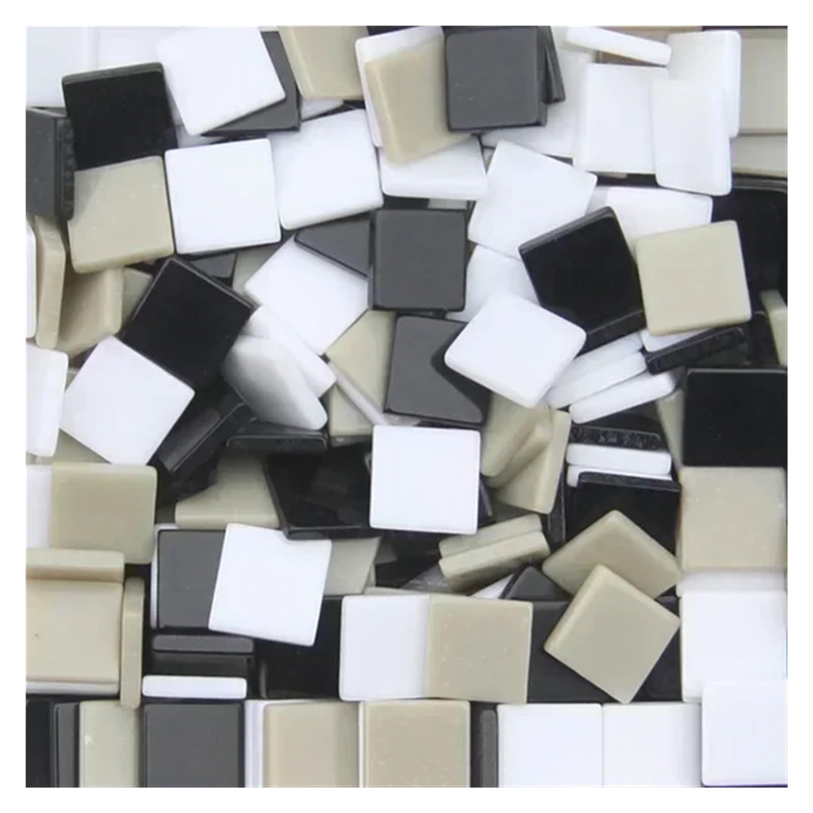 Ekalgretra Blackgreywhite Mosaic Making Supplies 100Pcs 1Cm/0.39In Square Resin Mosaic Tiles 0.2Cm/0.08In Thickness Diy Colorful Crafts Materials(Blackgreywhite)