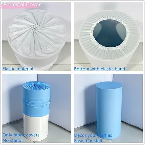 Miniatura 4 de Fundas cilíndricas para soporte de zócalo de color amarillo neón para la casa, despedidas de soltera, pedestal, cubierta de tela elástica,