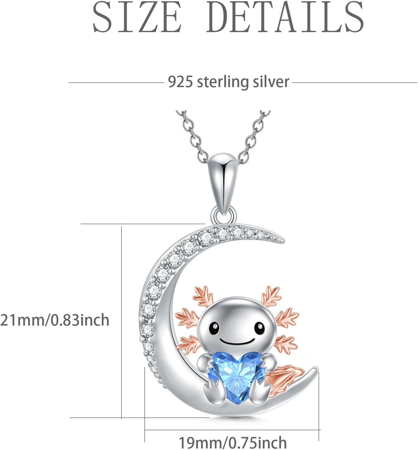 PROESS Animal Birthstone Necklace 925 Sterling Silver Otter/Axolotl/Hippo/Elephant/Dachshund Pendant Necklace Animal Birthstone Jewelry Gifts for Women - Image 3