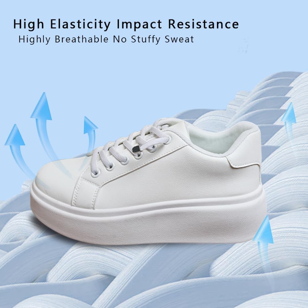 Fashionable and Simple White Shoes for Women, Lace Up Thick Soled Casual Board Shoes, Comfortable and Versatile, Essential for Daily Travel
