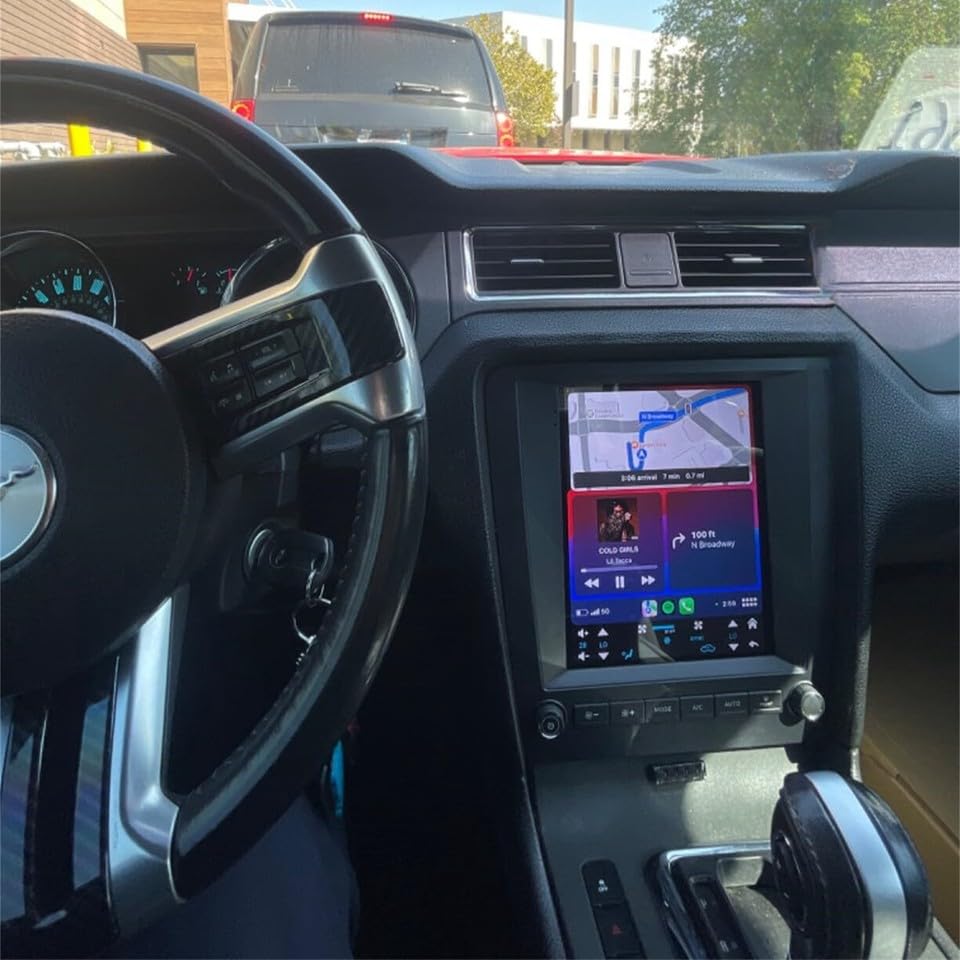 4+64G 9.7 Inch Car Radio for Ford Mustang 2010 2011 2012 2013 2014, w/GPS WiFi BluetoothTouch Screen Car Radio Stereo w/Carplay/Android Auto Rearview