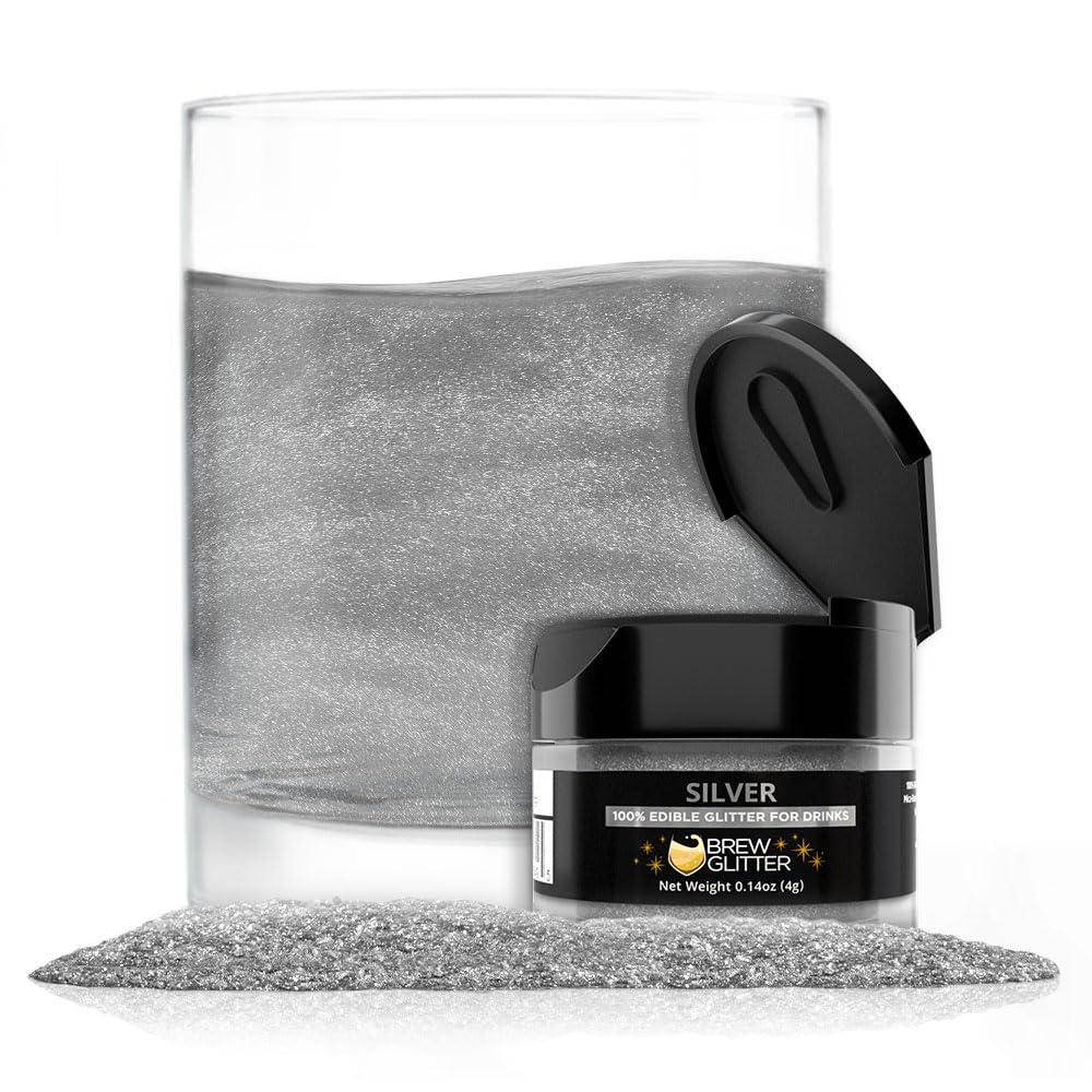 Brew Glitter (1x 4g Jar) | Edible Glitter for Drinks, Cocktails, Beer, Garnish & Beverages (Silver)