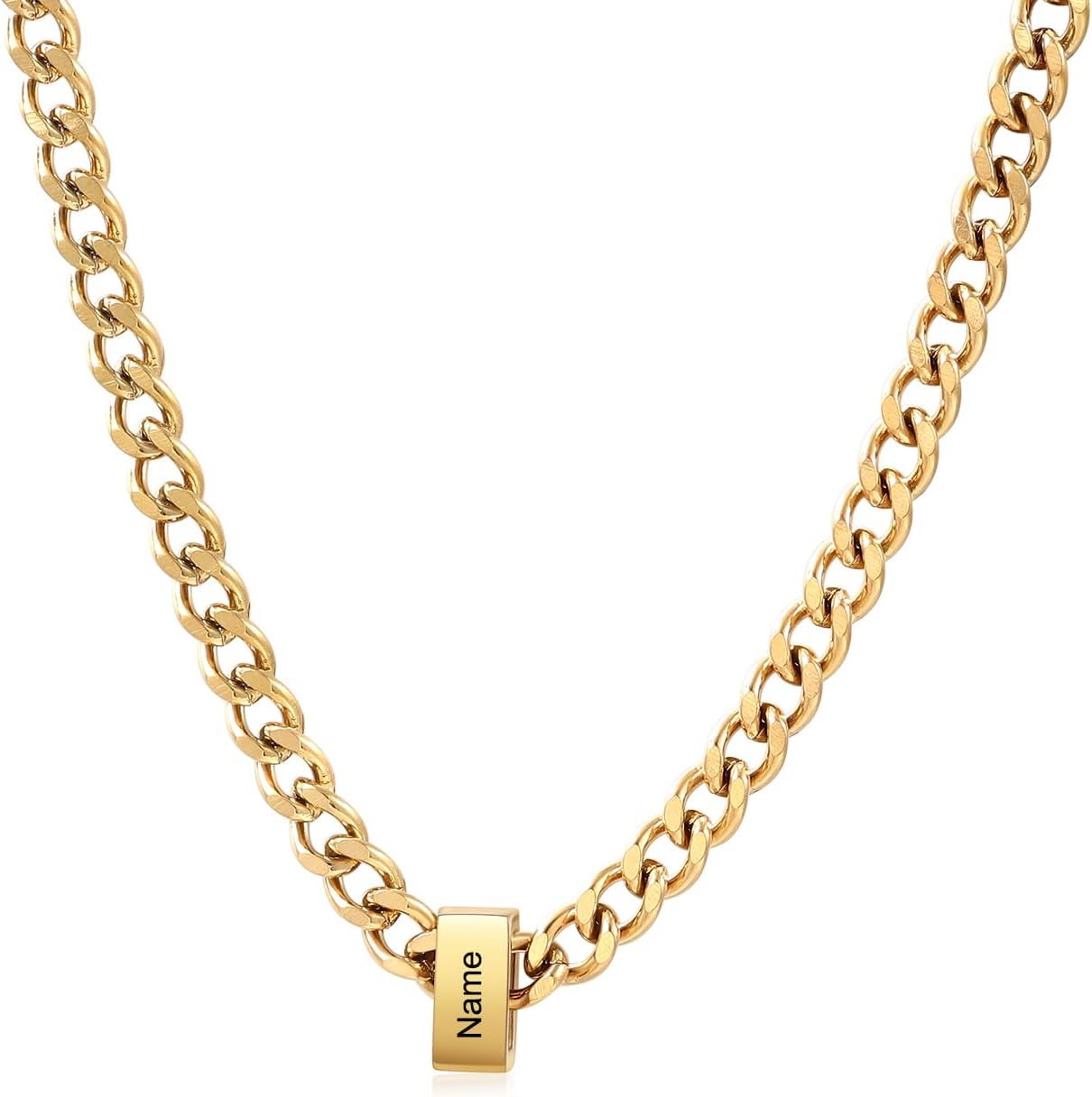 Personalized Necklace for Men Custom Stainless Steel Chain Cuban Link Necklace Engraved 1-6 Names Pendant Men Jewelry Birthday Christmas Gift for Him Dad Husband Grandpa