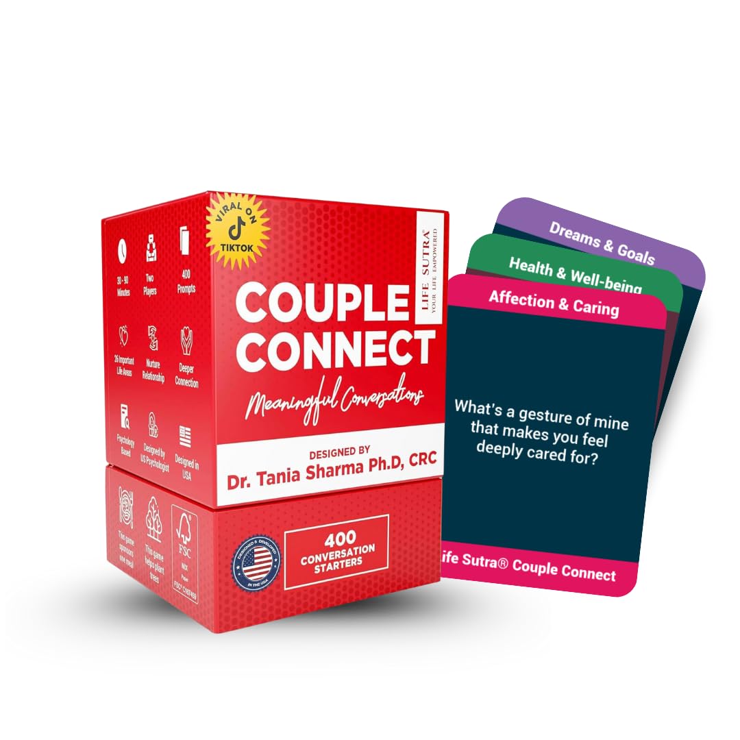 Life Sutra Couple Connect Game, 400 Thoughts, Provoking Cards for Couples, Strengthen Communication, Build Trust, Enhance Emotional Bond, Ideal for Date Night, Newlyweds, Wedding Gifts