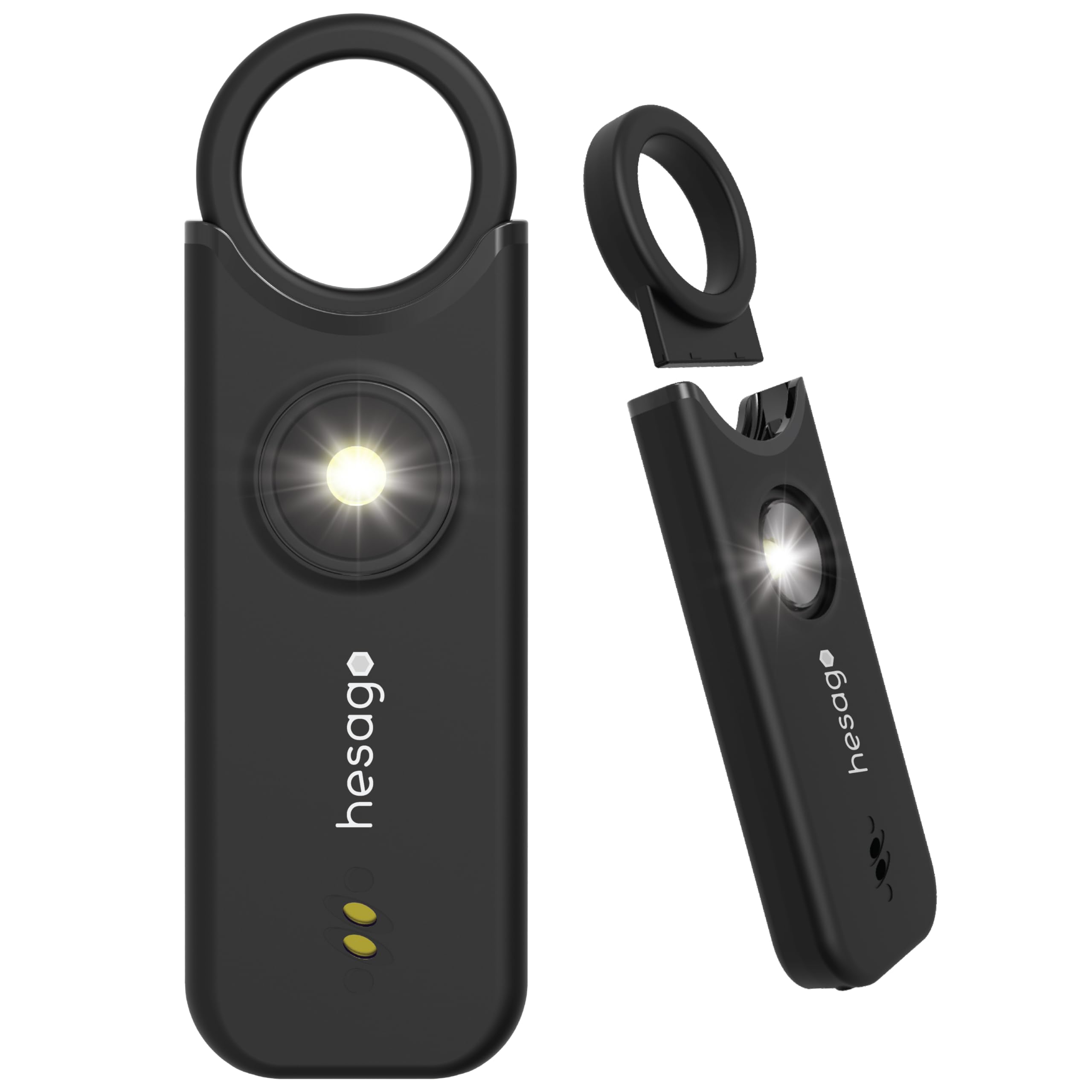 SnapSiren: Alarma Personal de Seguridad para Mujer y Hombre - Dispositivo de Defensa Portátil - Sirena de 135 dB y Luz Estroboscópica - Control Apertura Puertas - Alarma BaterÃa Baja (Negro)