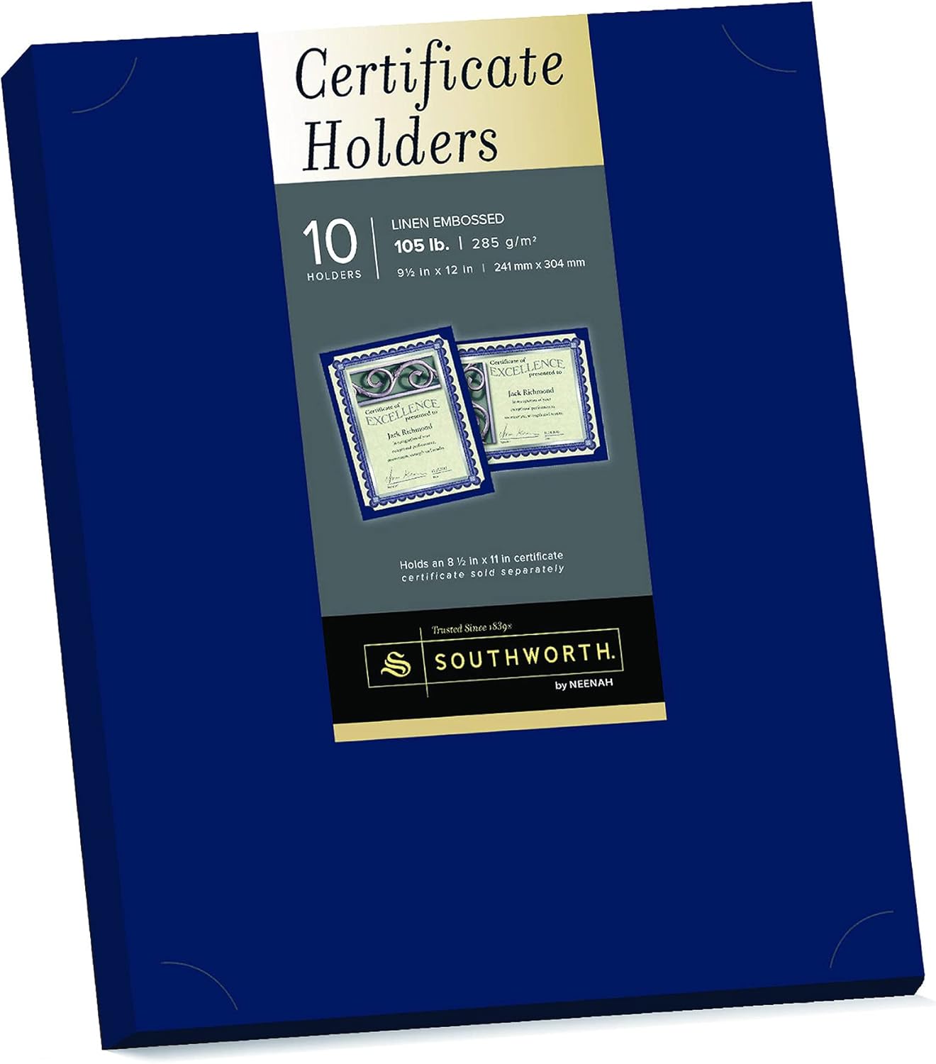 Southworth Certificate Holder, 9.5" x 12", 105 lb, Black Linen Finish, 10 Count - Packaging May Vary (PF18) : Academic Awards And Incentives Supplies : Office Products