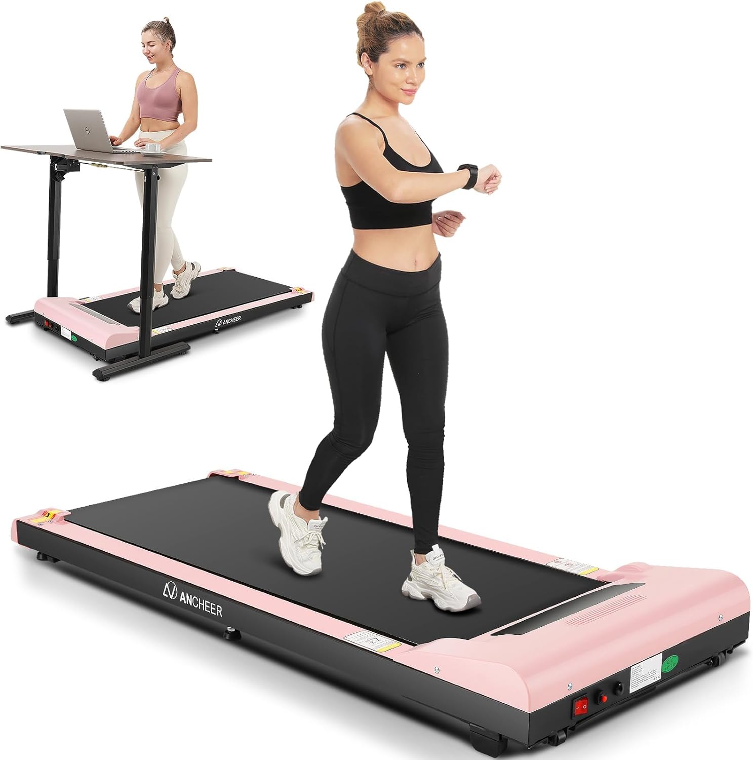 ANCHEER 2 in 1 Under Desk Walking Pad Treadmill, 2.5HP Compact Running Machine with Remote Control, 300lbs Weight Capacity for Home/Gym/Office,Ultra-Quiet, Installation-Free