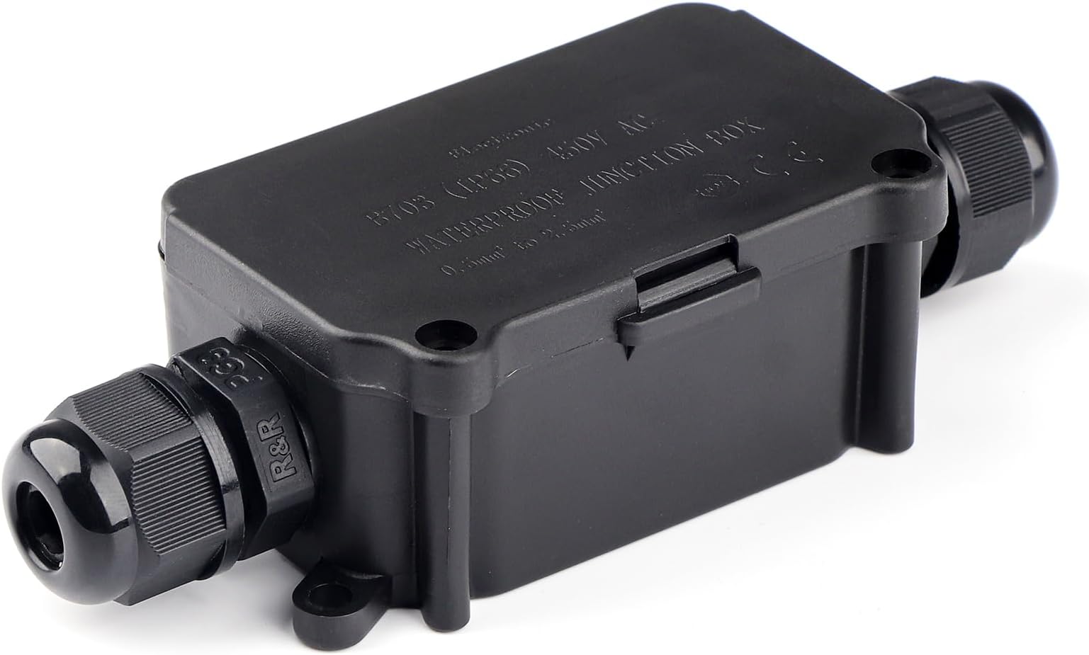 IP66 Junction Box Waterproof Outdoor 2 Cable PG9 Black Plastic Connector Gland Electrical