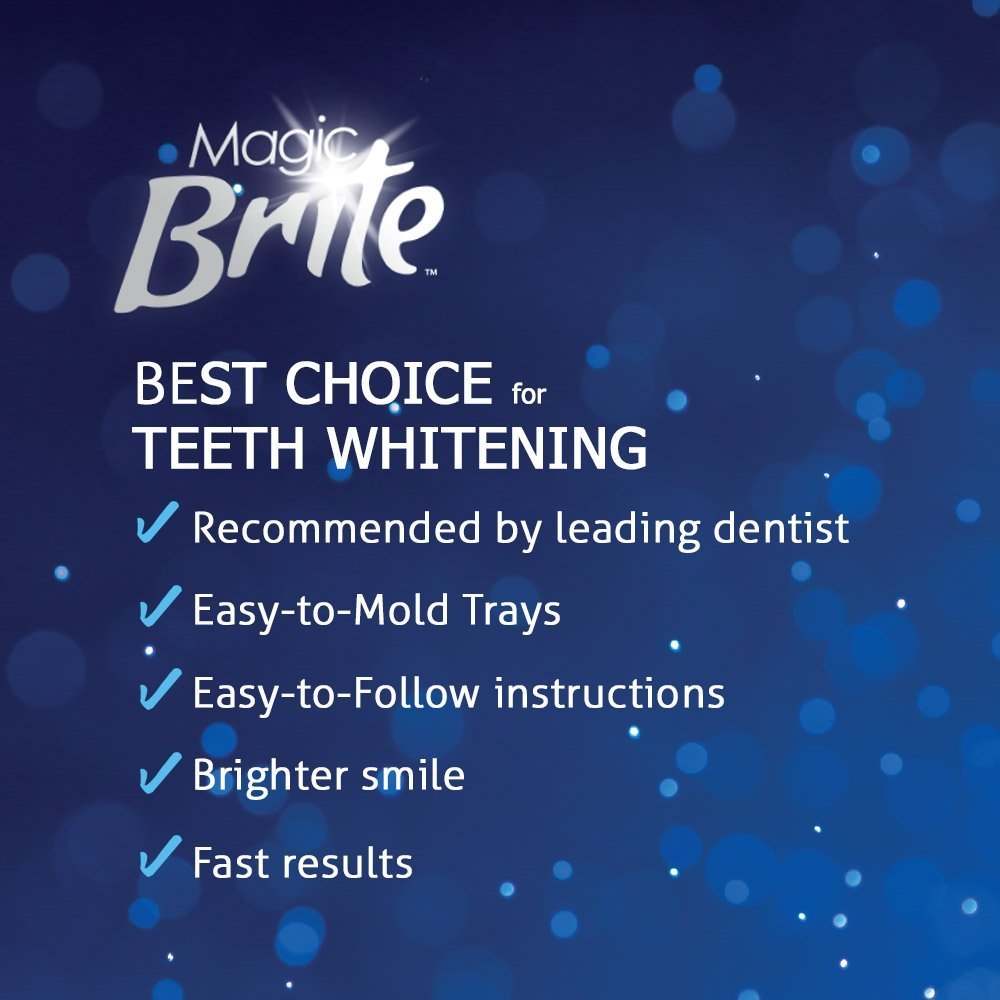 MagicBrite Complete Teeth Whitening Kit at Home Whitener - LED Light, 35% Carbamide Peroxide, 2 Mouth Trays, (3) 3ml Gel Syringes, Painless Effective : Beauty & Personal Care