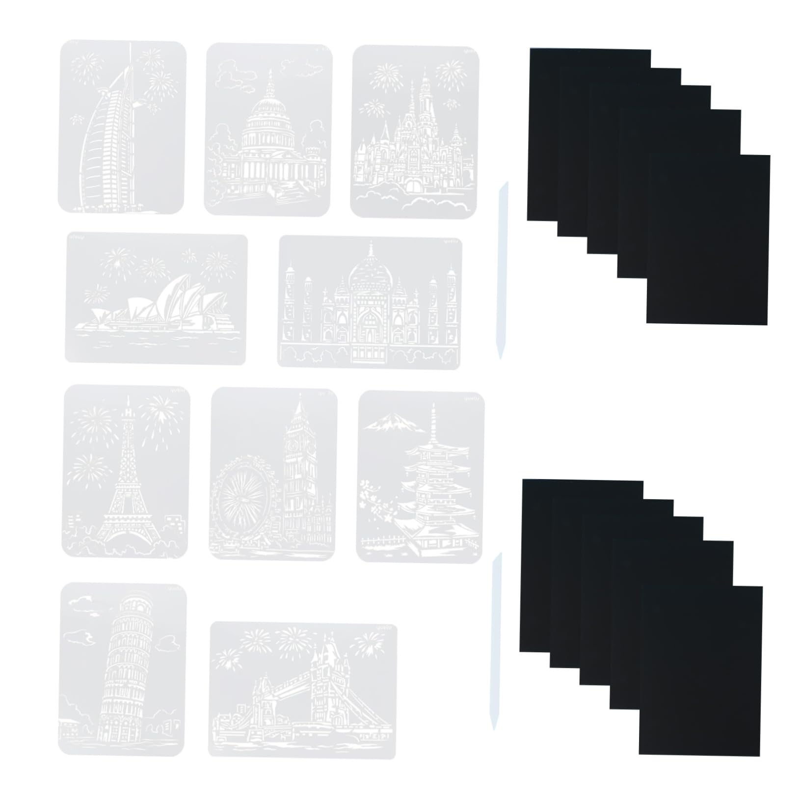 Housoutil Scratch Drawing Stencils Kit Xcm Sets of DIY Art Craft Scratch Painting Stylus Boys and Girls Educational Toys