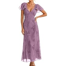RIHOAS Women Semi Formal Dress Wedding Guest Short Sleeves Midi Dresses