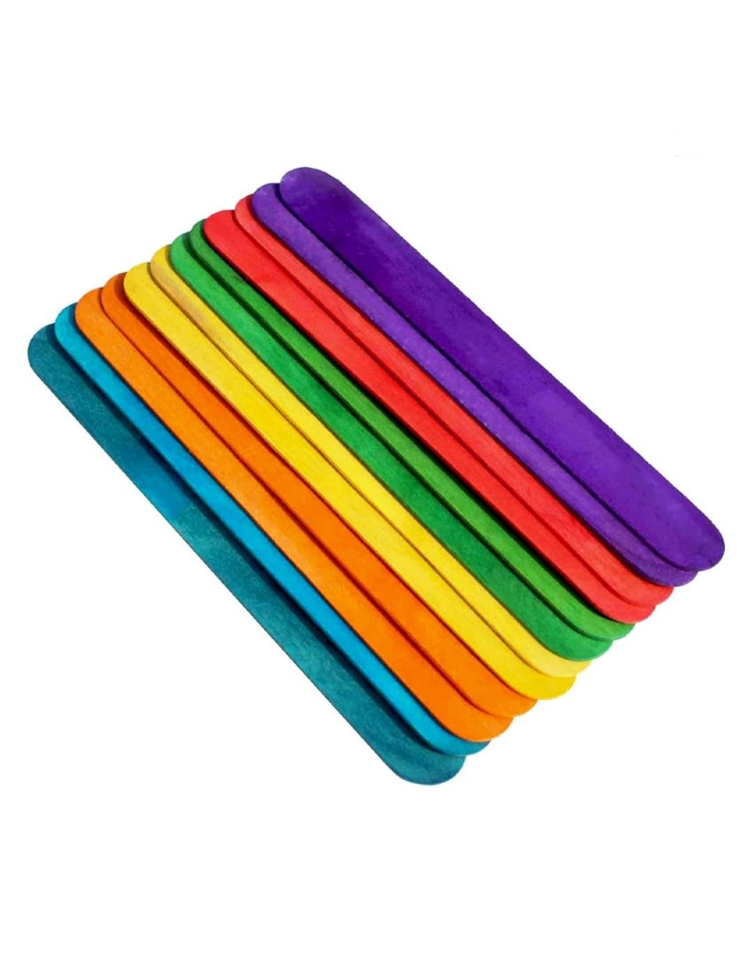 Just Flowers Big Size Multi-Purpose Popsicle Sticks, Colorful Ice Cream Sticks for Craft, Waxing, Tongue Depressor Wood Sticks for DIY Crafts or School Projects (20x 2.5 CM) (Pack of 24, Multicolor)-image-20