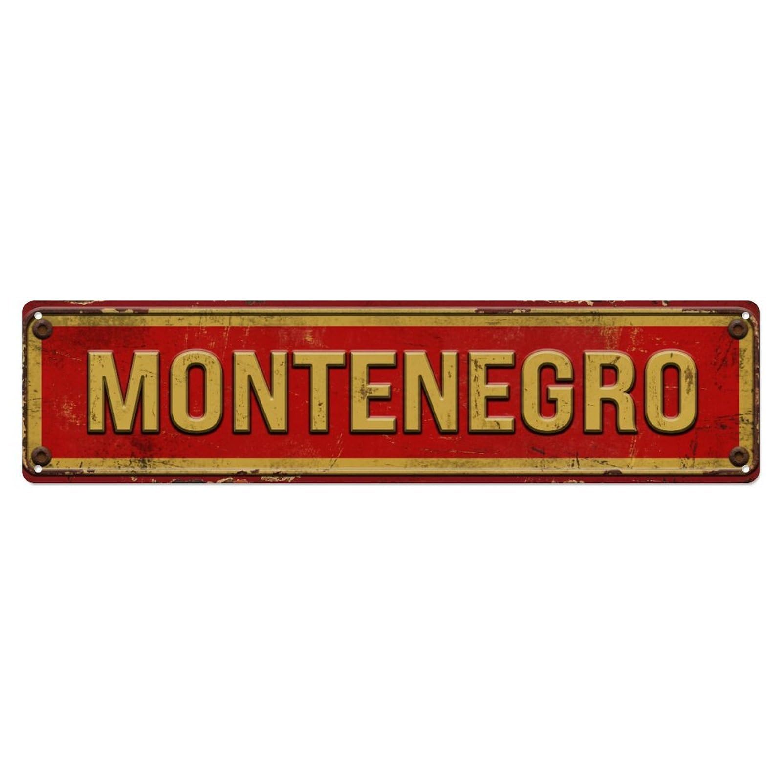 Metal Tin Sign Vintage Montenegro Flag Pattern