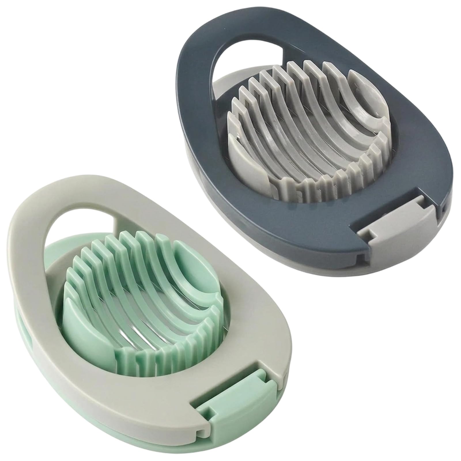 Egg Slicer for Boiled Eggs, 2-Piece Egg Cutter Set in Slate Green and Blue Grey, Hard Boiled Egg Slicer and Peeler, Efficient Kitchen Gadgets for Quick Meal Preparation, Durable Fruit Slicer and Sandw