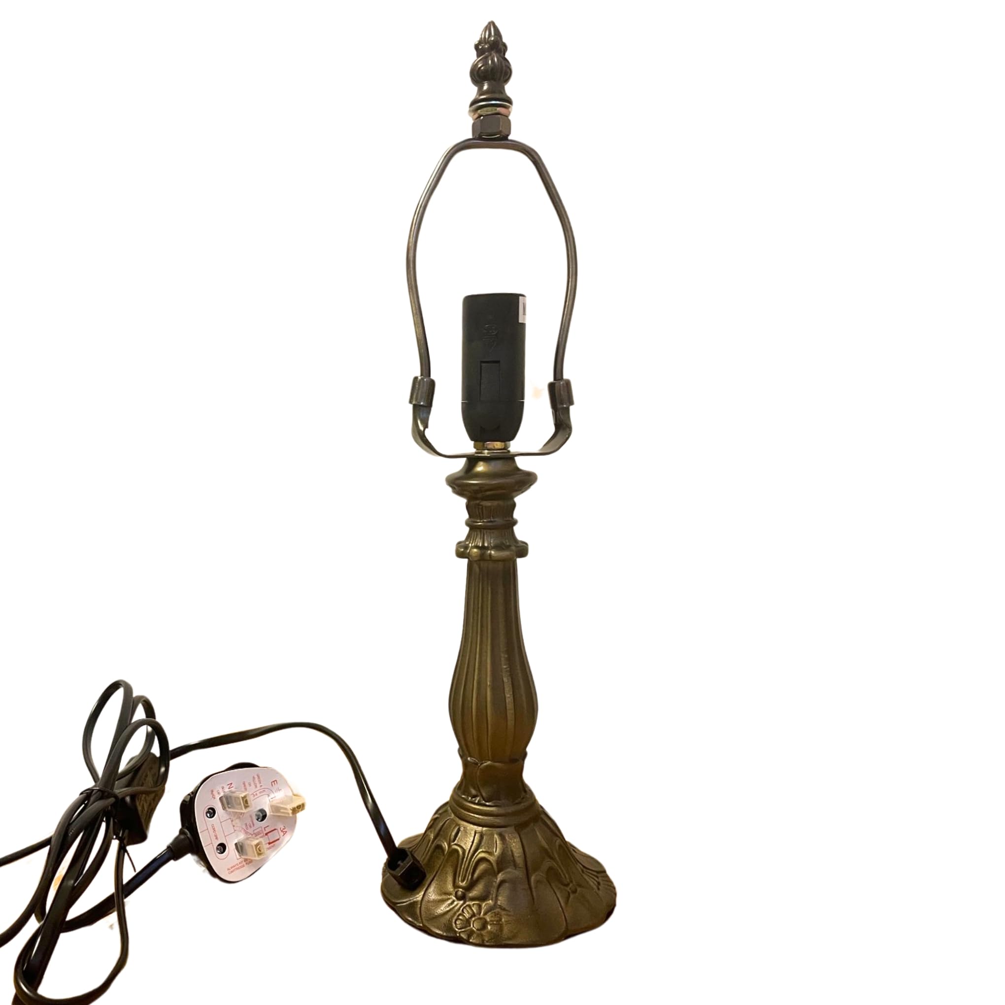 Loxton Lighting Vintage Style Table Lamp Base, 20W, 1.5m Cable, Bronze Antique Finish, Decorative Polyresin, Compatible with 20cm Diameter Tiffany Shade (L305)