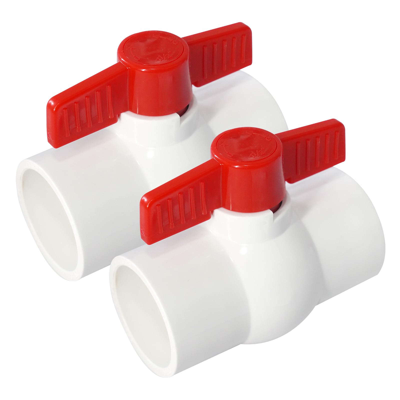 YADIAN 2 Pack 1-1/2'' PVC Ball Valves, T-handle Water Shut-Off Ball Valve