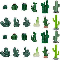 24 peças, 12 estilos, miniatura, cacto, mini resina de cacto, ornamentos de plantas suculentas artificiais fofas para jardim de fadas, terrário, paisagem, artesanato faça você mesmo, topos de