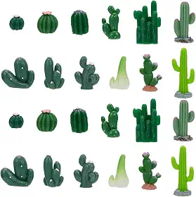 SOFPLATE 24 peças, 12 estilos, miniatura, cacto, mini resina de cacto, ornamentos de plantas suculentas artificiais fofas para jardim de fadas, terrário, paisagem, artesanato faça você mesmo, topos de