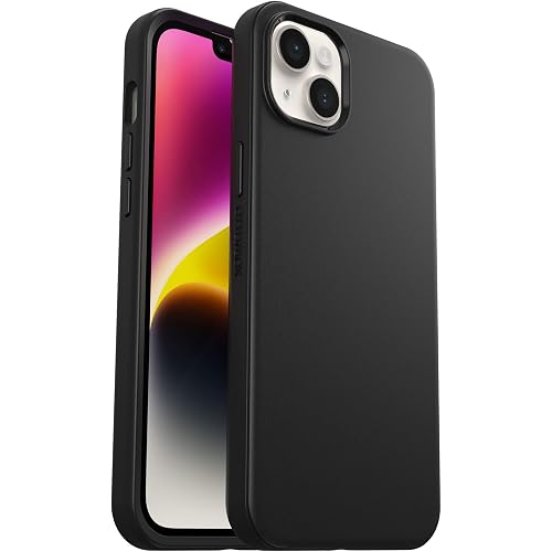 OtterBox iPhone 14 Plus Symmetry Series+ Case - BLACK , ultra-sleek, snaps to MagSafe, raised edges protect camera & screen