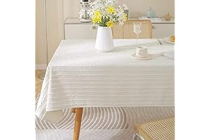 Bringsine 55" x 98" White Rosette Tablecloth for Any Occasion