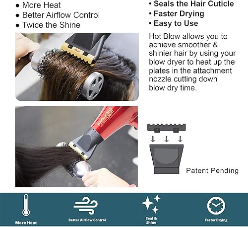 Miniatura 3 de Turbo Power TwinTurbo 3900 Advanced Ionic & Ceramic Eco Friendly Jade Secador de pelo + accesorio M Hair Designs Hot Blow (paquete) – Secado rápido,