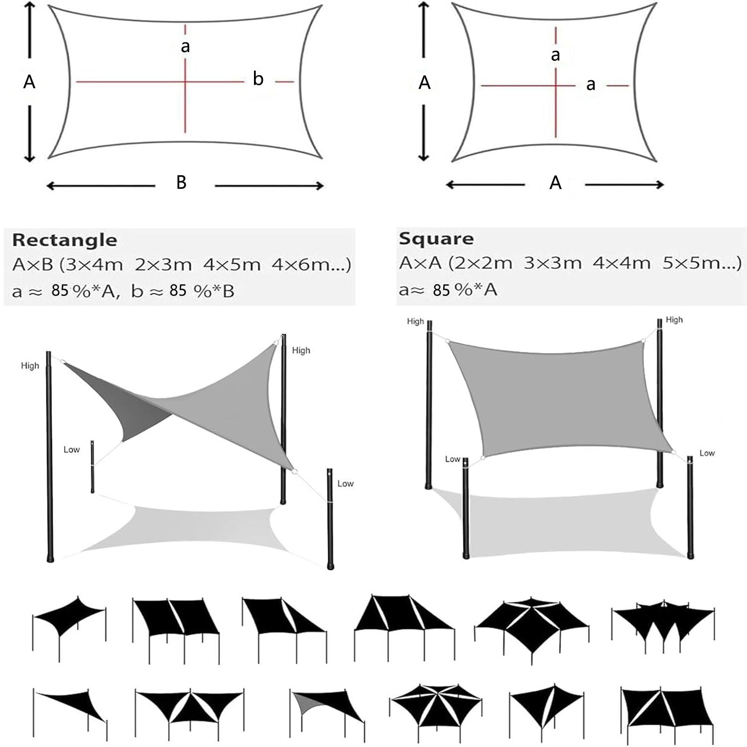 Vela Ombreggiante Impermeabile 2x2m - Protezione UV 98%, Per Giardino E Terrazza - Foto 3