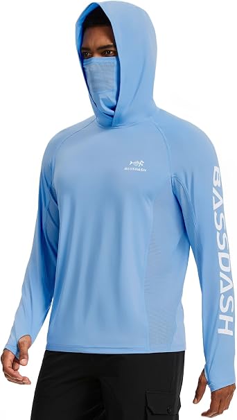 BASSDASH Mens UPF 50+ Graphic Fishing Hoodie Shirts with Mask Pocket UV Long Sleeve Moisture Wicking FS47M