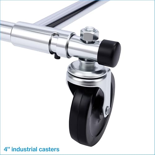 Miniatura 3 de SSWBasics Perchero de metal con ruedas, estante plegable para ropa para almacenamiento y organización, portátil y ajustable