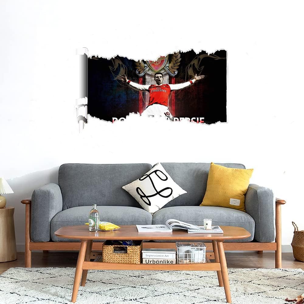 GADGETS WRAP Printed Wall Decal Sticker Scratched Paper Style Wall Decal (90cm x 50cm) - Rabin Van Persie Happy