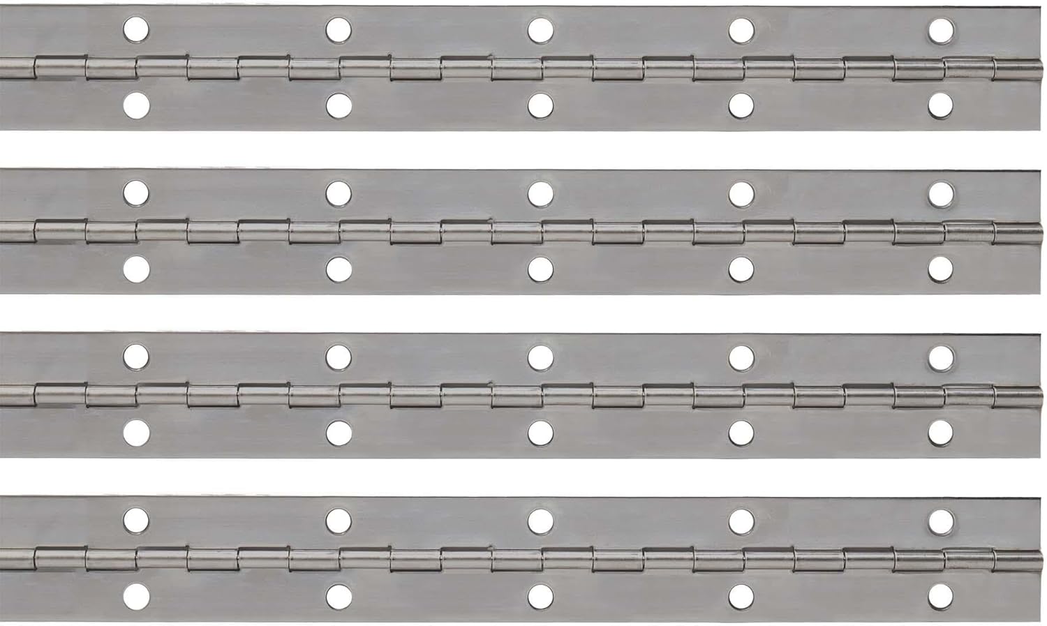 Outwater Plastics 1-1/4in x .030 x 72in Stainless Steel Plated Piano Hinge with Steel Pin (4 Pack)