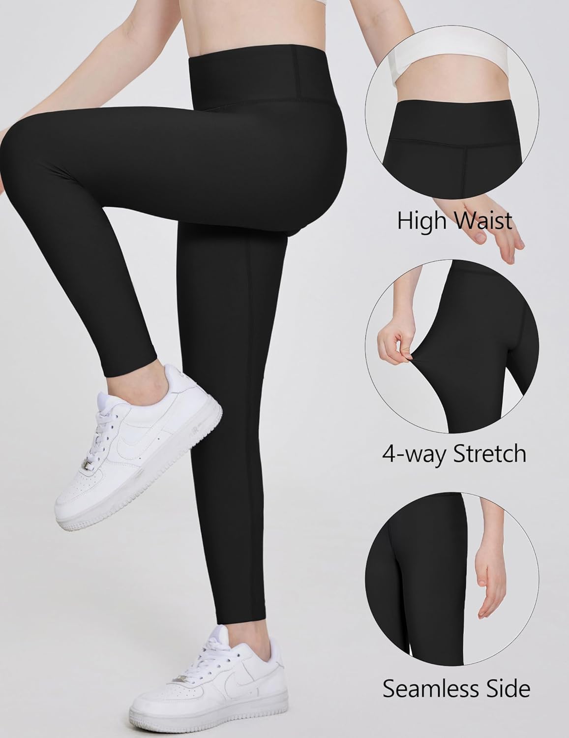 Arshiner Girls Fleece Lined Leggings High Waist Water Resistant Warm Winter Tights Running Athletic Yoga Pants for Kids - Image 6