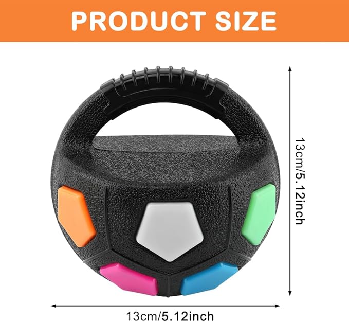 Pelota de fútbol con asa para perros - Mordible y sonora - Color Negro miniatura 2