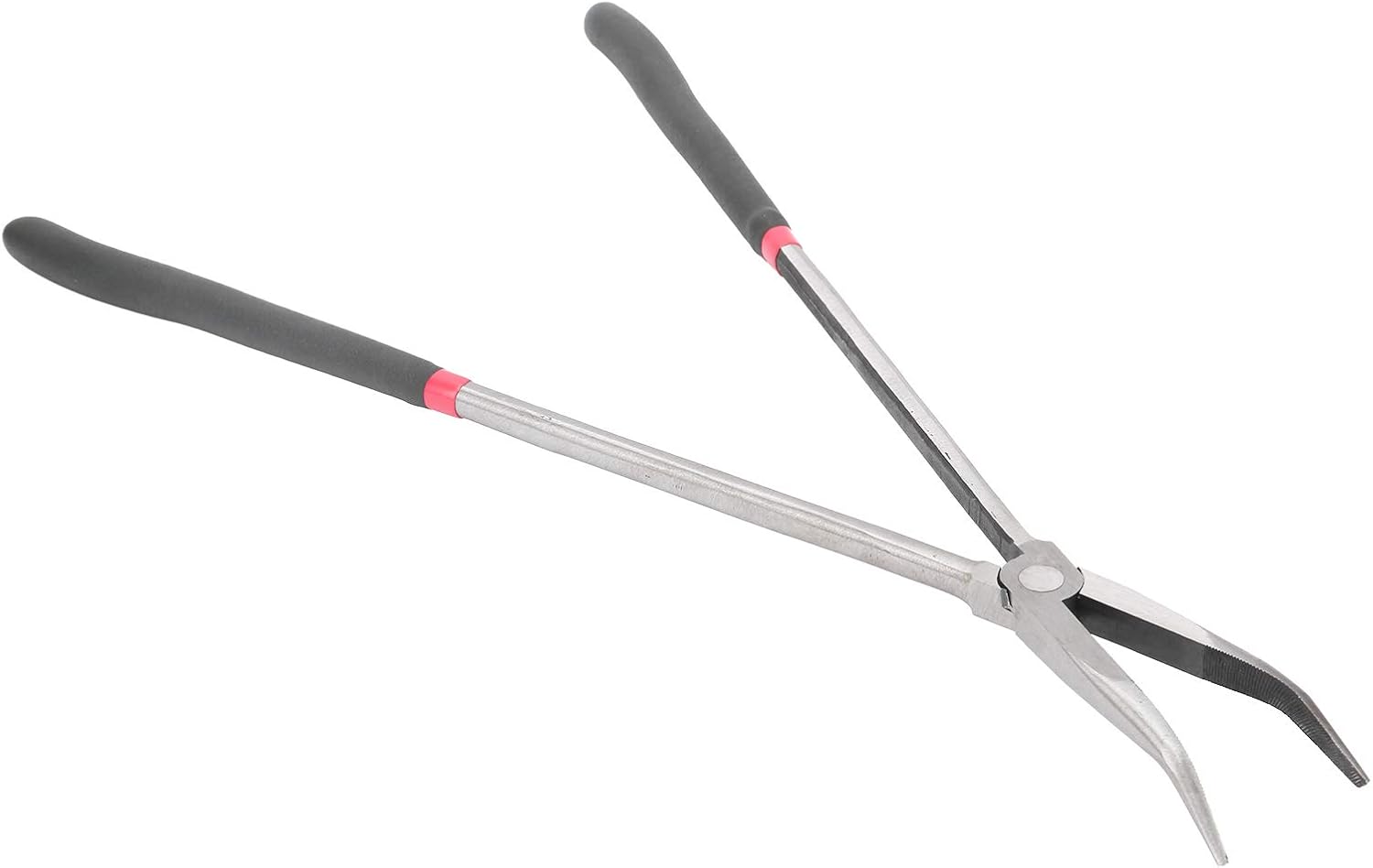 45 Degree Curved Nose Pliers with Long Handle, 400mm 16in Needle Nose Pliers, Craftsman Tools for Hard to Reach Narrow Spaces and Limited Clearance Areas
