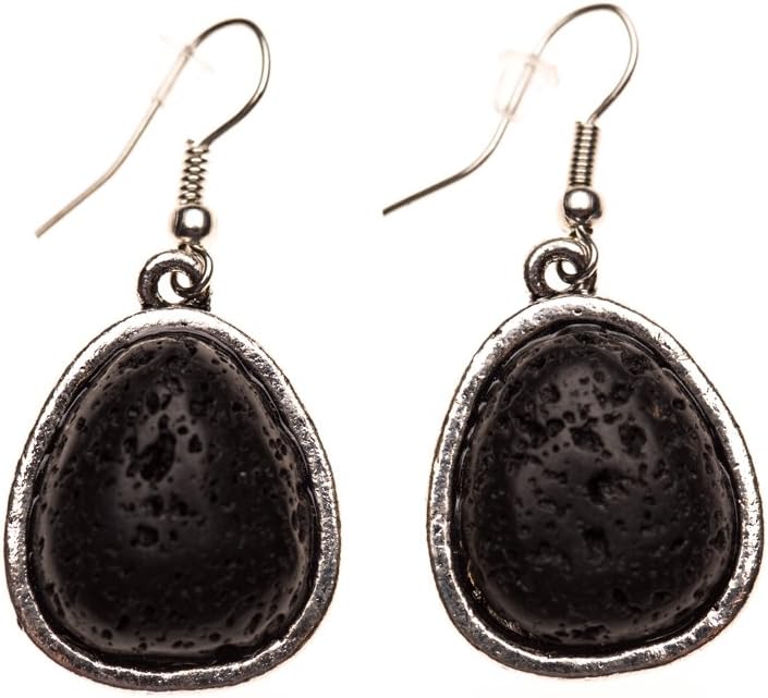 Essential Oil Diffuser Earrings - Aromatherapy Jewelry - Natural Lava Rock Drop Design