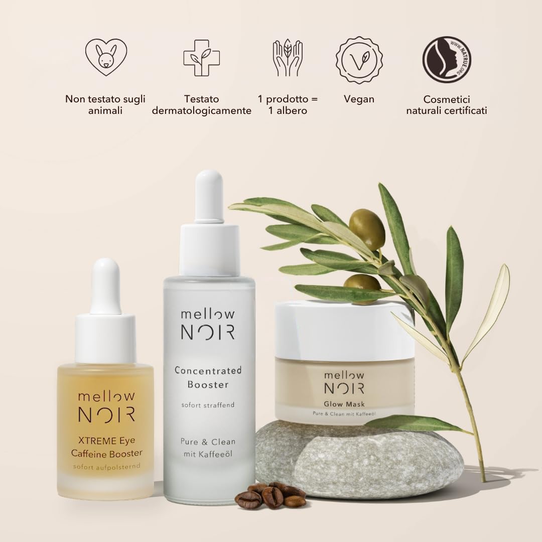 mellow NOIR XTREME Brightening Booster 30ml Siero anti-macchie | Riduce delicatamente le macchie scure, le macchie senili e i segni da acne, Per il viso e la pelle, Vegano