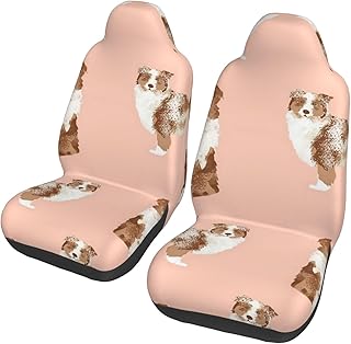 YOFIEN Fundas para Asientos de Coche de Pastor Australiano, Color Rosa, 2 Unidades, universales, Antideslizantes, para Asientos Delanteros.