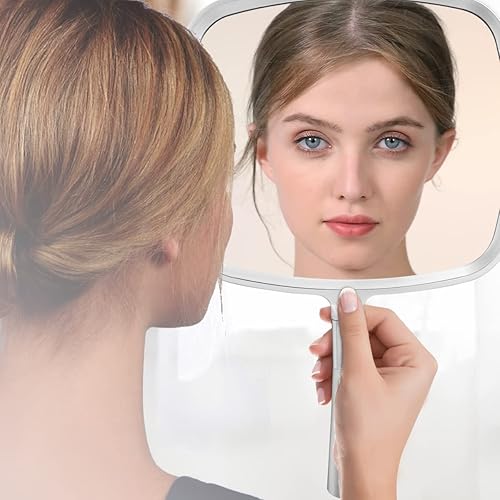 Miniatura 2 de Snowflakes Large Hand Mirror with Handle-Hang Handheld Mirror Hairdresser Mirror.(Silver)