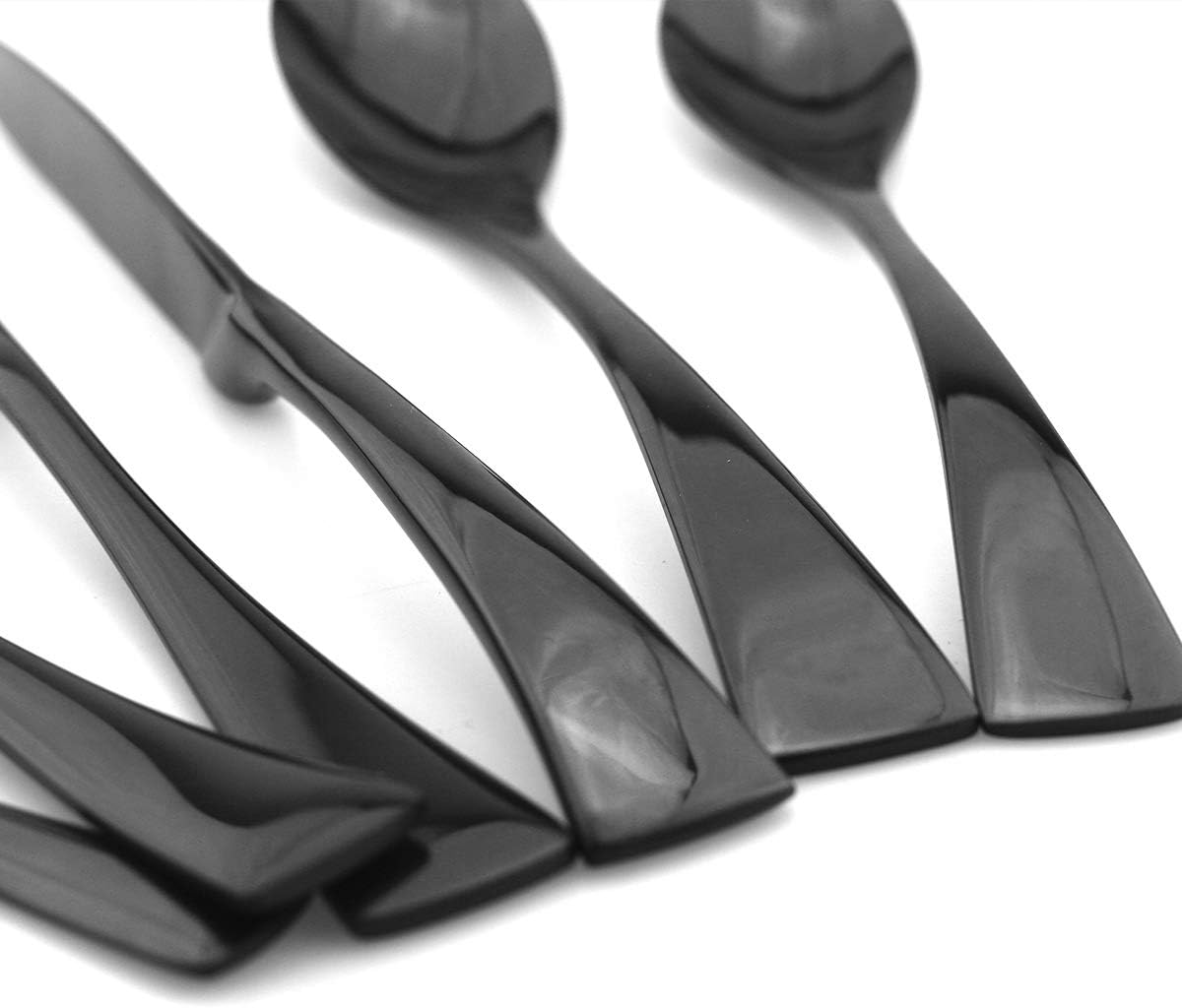 Gugrida 26-Piece 18/10 Stainless Steel Luxury Mirror Polished Black Colorful Silverware Flatware Cutlery Set Service for 4 Include Knife Fork Spoon Dessert Fork Teaspoon Dishwasher Safe