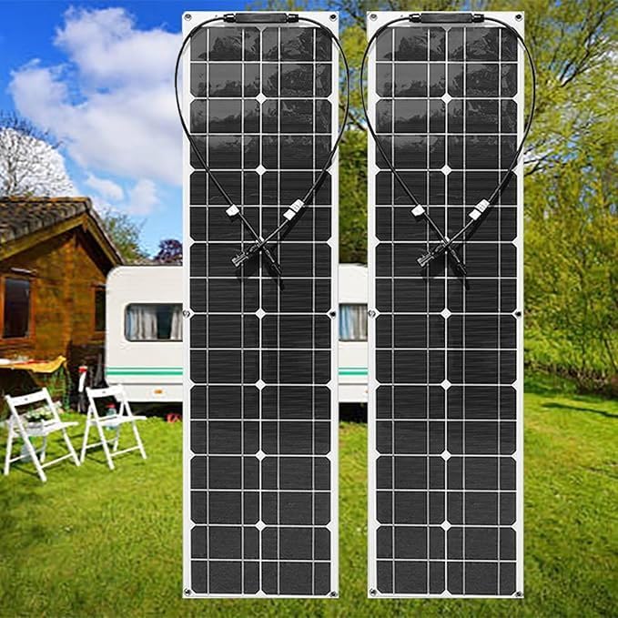 Panel Solar Flexible 400W, Kit de Panel Solar con Celdas Monocristalinas, Controlador de Carga 40A, Cable de Extensión, Cable con Pinzas de Cocodrilo