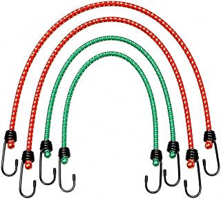 Bungee Cords with Hooks Heavy Duty, 4 Pack 32 & 40 Inch | Up to 70 Lbs Load Capacity, Elastic Tie Down Straps for Luggage Cart, Bike Rack, Roof Rack, Camping, Tarp & Cargo