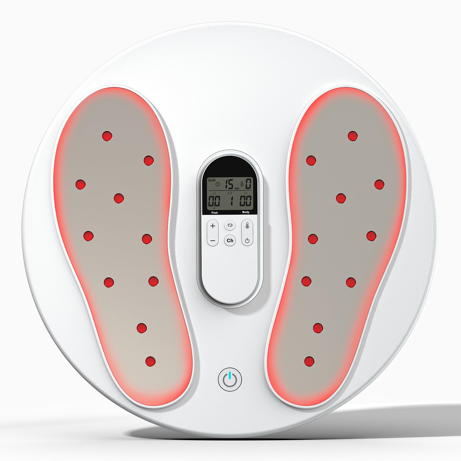 EMS Foot Massager with Heat (3 Heating Levels) for Neuropathy and Pain Relief,TENS & EMS Nerve Muscle Stimulator for Circulation and Body for Feet and Legs with Wireless LCD Screen Remote Control