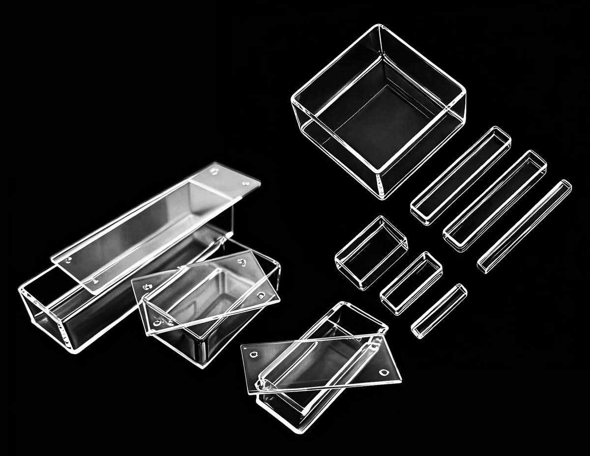 Tanque cuadrado de cuarzo de 1 pieza: crisol de vidrio de cuarzo rectangular con opción de tapa for uso en laboratorio, alta transparencia, duradero y resistente al calor(With Lid 100x100x30mm)