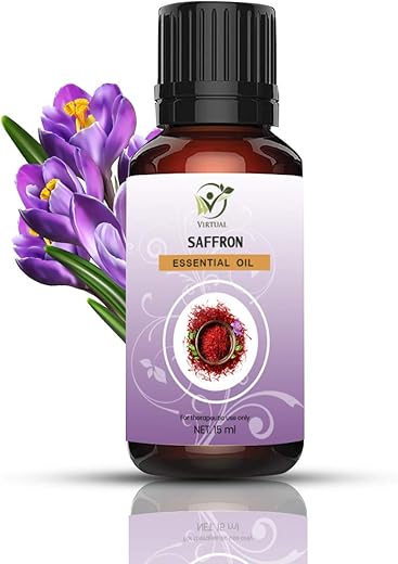 Virtual 100% Pure Saffron Essential oil For Anti-Aging, Acne, Dry Skin, Wrinkles Undiluted Essential Oil Therapeutic & Aromatherapy Grade Essential…