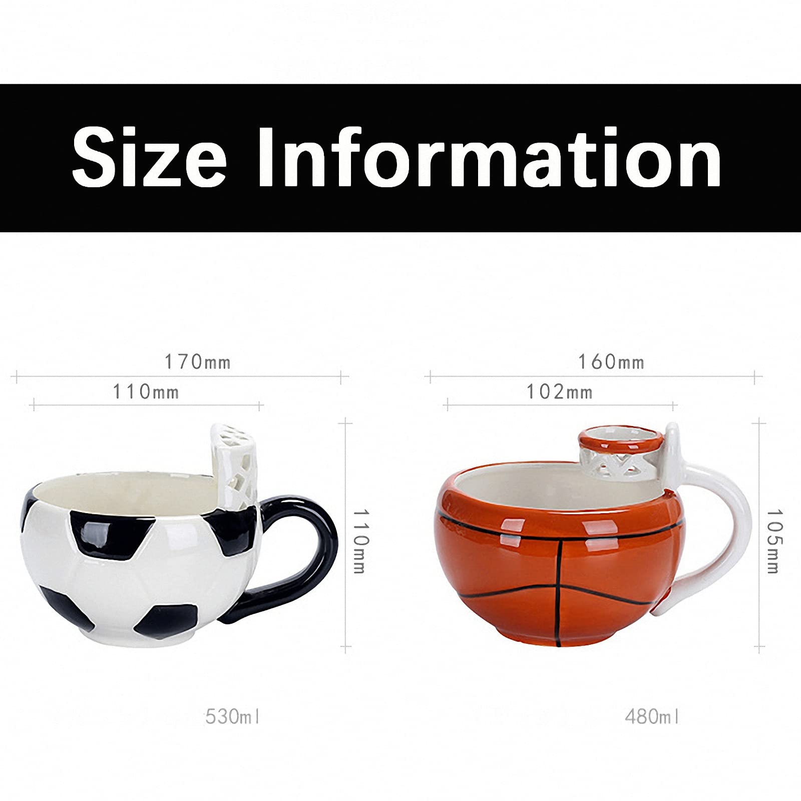 Tazza da Basket/Calcio in Ceramica Creativa con Manico, Scuola Personale/Ufficio/Tazza da casa/Tazza d'Acqua, Tazza da caffè per Bambini, insalatiera di Frutta
