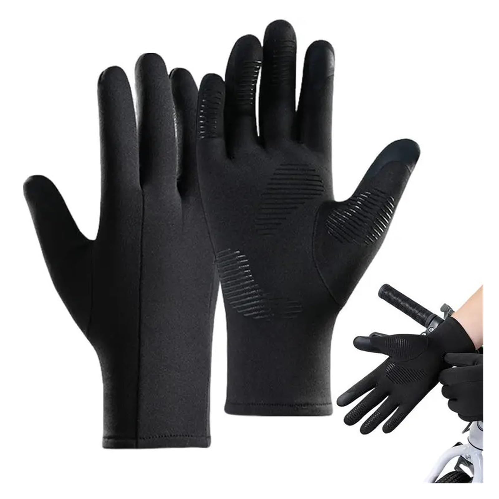 Guantes de esquí con forro negro interior delgado para pantalla táctil, utilidad, fiesta, ultraligeros, deportes, dedos completos, accesorios de snowboard