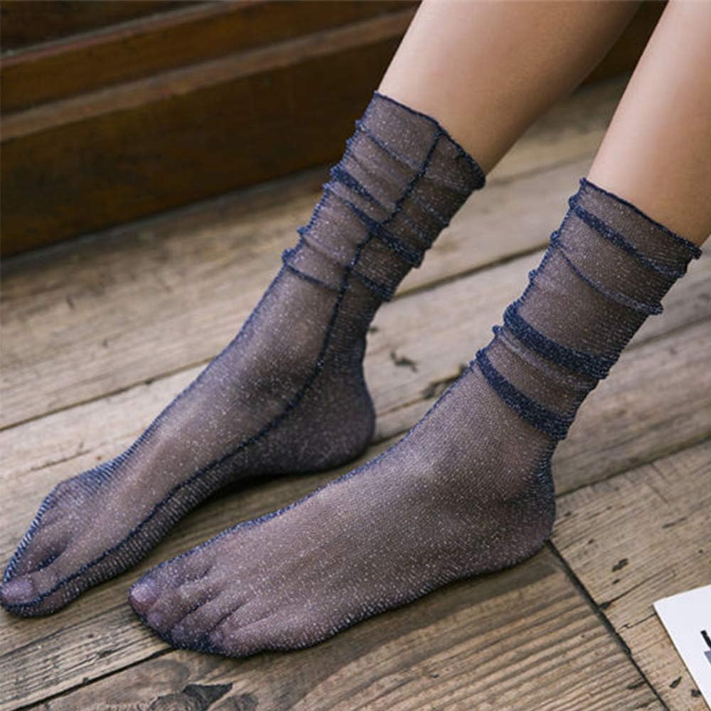 Benefeet Sox Women Sheer Lace Socks Fashion Girls Tulle Slouch Mesh Socks Loose Clear Socks - Image 2