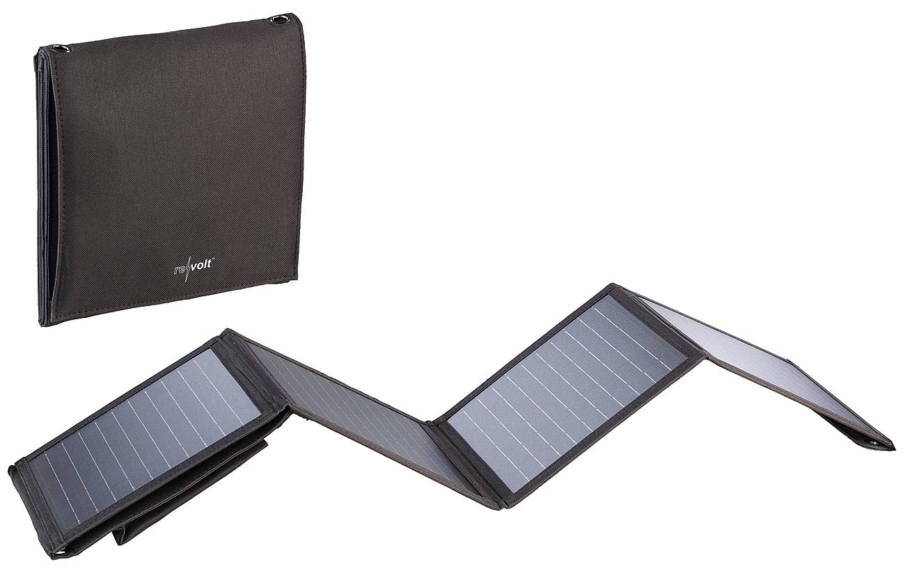 revolt Faltbares Solarpanel: 28-Watt-Solar-Ladegerät mit 2 USB-Anschlüssen (5V/4,8A), faltbar, IPX4 (Solartasche, Solarpanel Camping, Kfz)