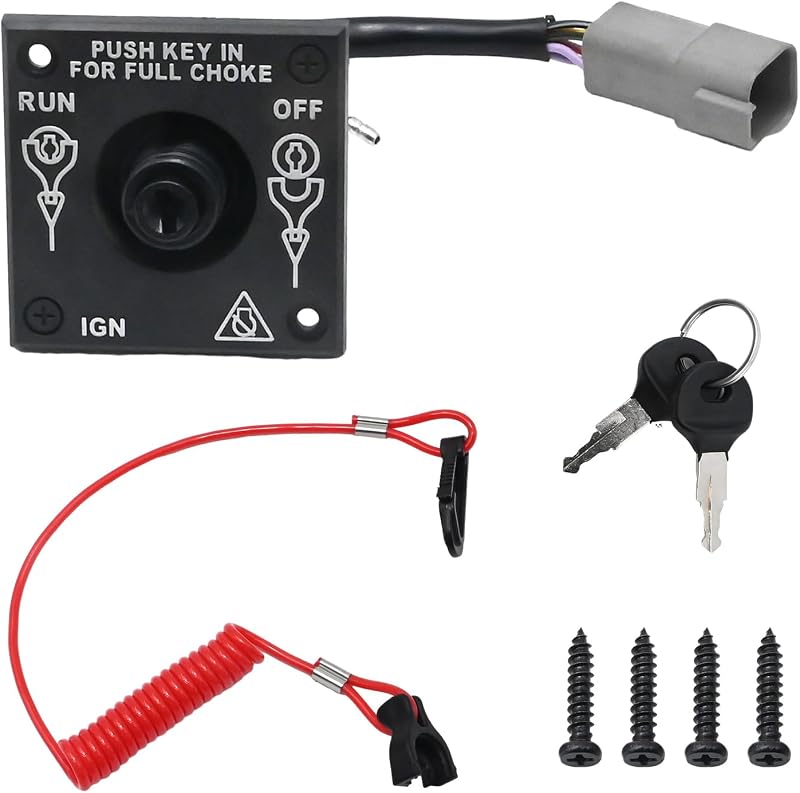 Ignition Cut-off Switch 176408 for Johnson BRP Evinrude Boat Motor with Keys and Lanyard